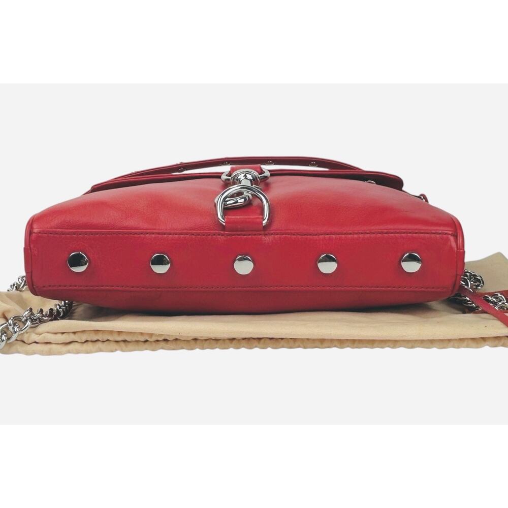 Rebecca Minkoff MAC Large Crossbody Bag Red Silver Tone Studs Chain Dust Bag NWT - Picture 3 of 11